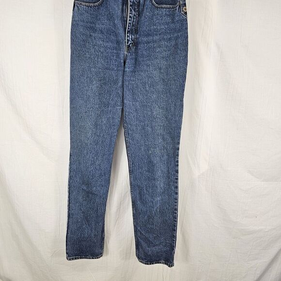Vintage Lawman Juniors Straight Leg Mom Jeans 13 34 Buttons Medium Wash Tall Blu - Picture 2 of 8